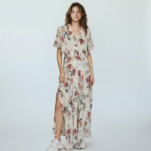 Maje Rachelle Asymmetric Floral-Print Maxi Dress NWT - Size S
